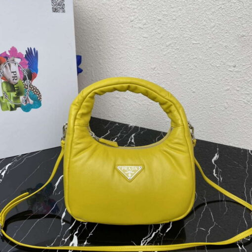 Replica Prada 1BA384 Prada Soft Padded Nappa Leather Mini Bag Yellow 6