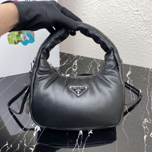 Replica Prada 1BA384 Prada Soft Padded Nappa Leather Mini Bag Black 6