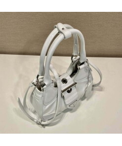 Replica Prada 1BA368 Moon padded patent leather bag White