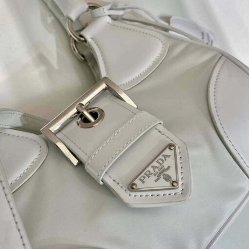 Replica Prada 1BA368 Moon padded patent leather bag White 4