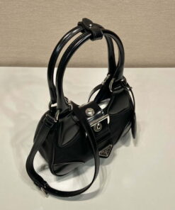 Replica Prada 1BA368 Prada Moon Re-Nylon and leather bag Black