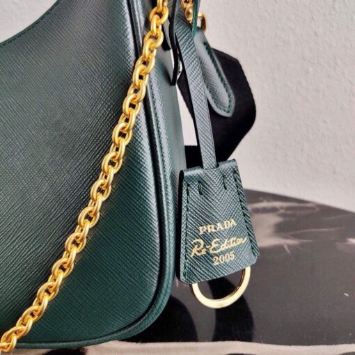 Replica Prada 1BH204 Prada Re-Edition 2005 Saffiano leather Bag in Dark Green 5