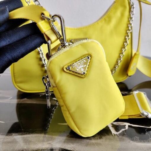 Replica Prada 1BH204 Prada Re-Edition 2005 Nylon Bag Light Yellow 6