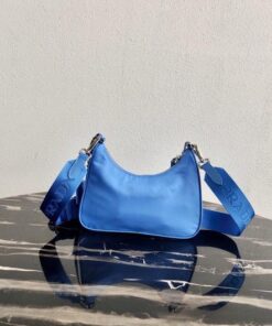 Replica Prada 1BH204 Prada Re-Edition 2005 Nylon Bag Blue 2