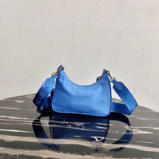 Replica Prada 1BH204 Prada Re-Edition 2005 Nylon Bag Blue 2