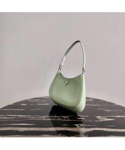 Replica Prada 1BC499 Prada Cleo Brushed Leather Shoulder Bag in Green