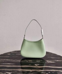 Replica Prada 1BC499 Prada Cleo Brushed Leather Shoulder Bag in Green 2