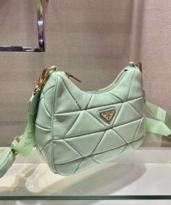 Replica Prada 1BC151 Prada Padded Calfskin Shoulder Bag in Green 2