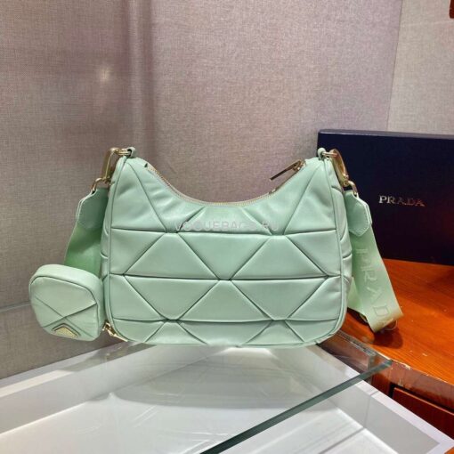 Replica Prada 1BC151 Prada Padded Calfskin Shoulder Bag in Green 3