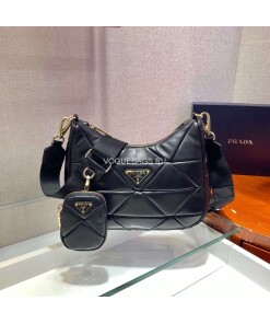 Replica Prada 1BC151 Prada Padded Calfskin Shoulder Bag in Black