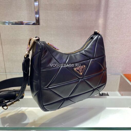 Replica Prada 1BC151 Prada Padded Calfskin Shoulder Bag in Black 2