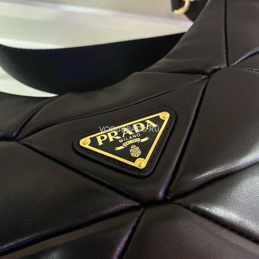 Replica Prada 1BC151 Prada Padded Calfskin Shoulder Bag in Black 4