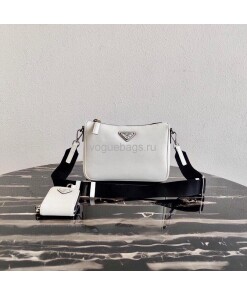 Replica Prada 2VH113 Saffiano leather shoulder Bag in White