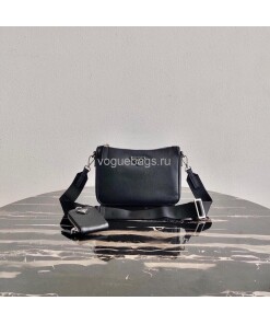 Replica Prada 2VH113 Saffiano Leather Shoulder Bag in Black