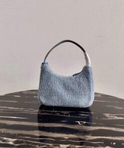 Replica Prada 1NE515 Re Edition 2000 Shearling Mini Bag Blue 2