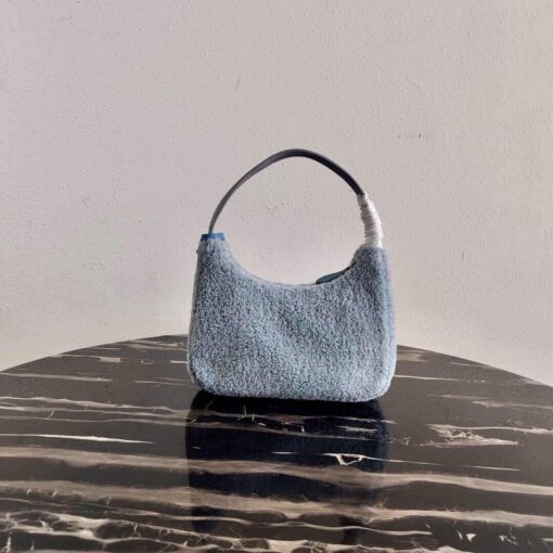 Replica Prada 1NE515 Re Edition 2000 Shearling Mini Bag Blue 2