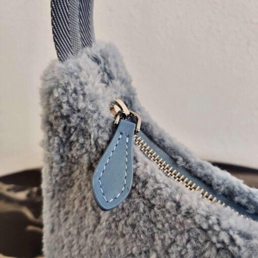 Replica Prada 1NE515 Re Edition 2000 Shearling Mini Bag Blue 6