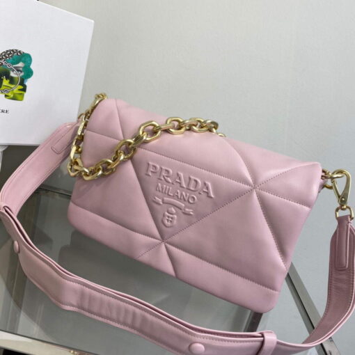 Replica Prada Padded nappa leather shoulder bag 1BD306 Pink 6