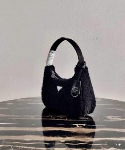 Replica Prada 1NE515 Re Edition 2000 Shearling Mini Bag Black