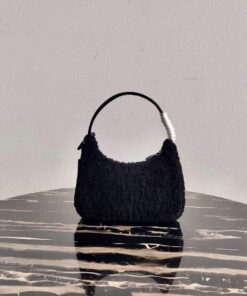 Replica Prada 1NE515 Re Edition 2000 Shearling Mini Bag Black 2