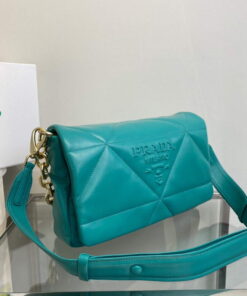 Replica Prada Padded nappa leather shoulder bag 1BD306 Green 2