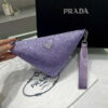 Replica Prada 1NE039 Crystal-studded satin pouch Green 9