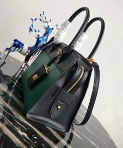 Replica Prada 1BA046 Medium Esplanade Leather Tote Bag Green and Black