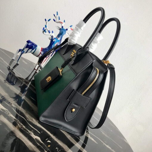 Replica Prada 1BA046 Medium Esplanade Leather Tote Bag Green and Black