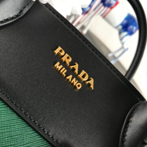 Replica Prada 1BA046 Medium Esplanade Leather Tote Bag Green and Black 4