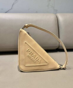 Replica Prada 1NQ043 Triangle leather pouch Apricot