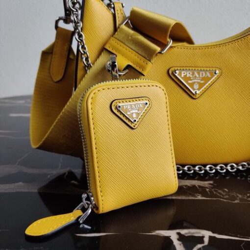 Replica Prada 1BH204 Prada Re-Edition 2005 Saffiano leather Bag in Yellow 7