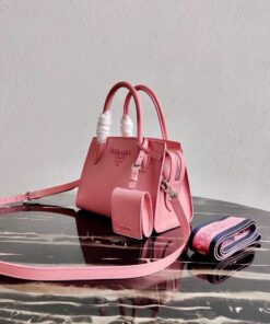 Replica Prada 1BA269 Saffiano Leather Prada Monochrome Bag Pink 2