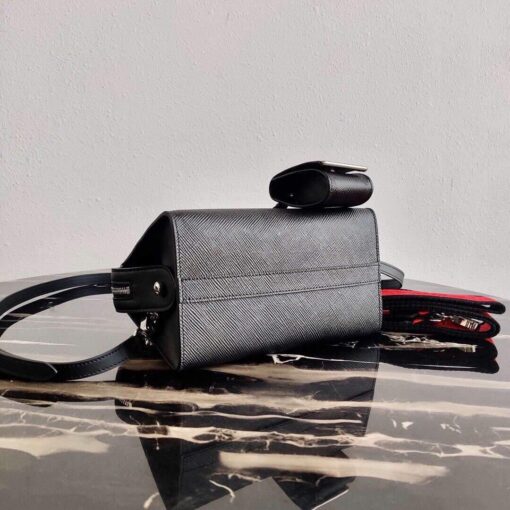 Replica Prada 1BA269 Saffiano Leather Prada Monochrome Bag Black 2