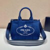 Replica Prada 1BG439 Denim Tote bag Black and white 10