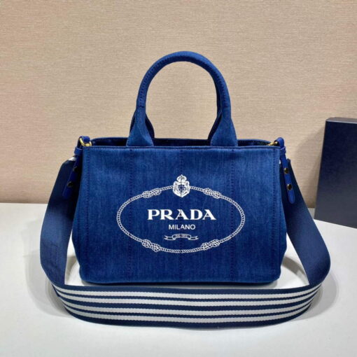 Replica Prada 1BG439 Denim Tote bag Blue