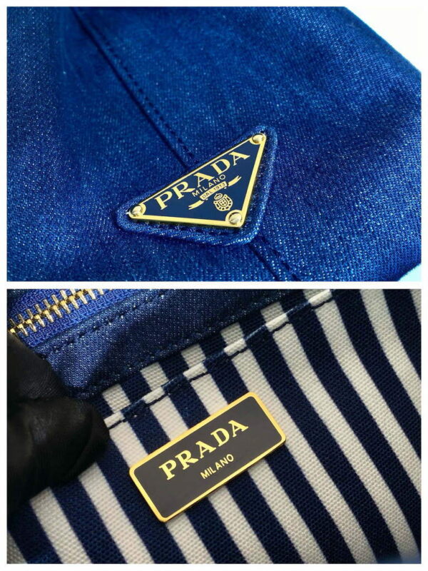 Replica Prada 1BG439 Denim Tote bag Blue 8