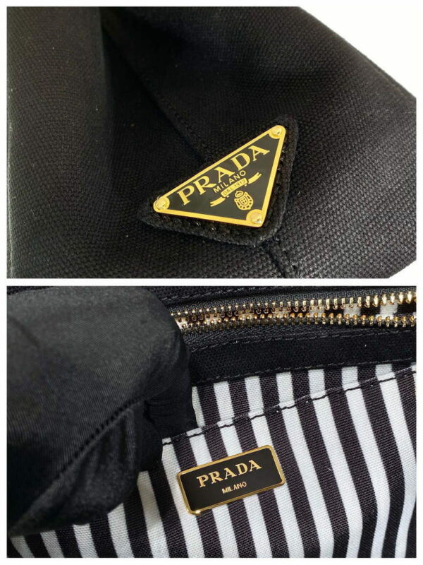 Replica Prada 1BG439 Denim Tote bag Black and white 8