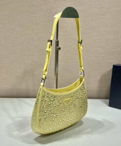 Replica Prada 1BC169 Prada Cleo satin bag with appliqués Yellow