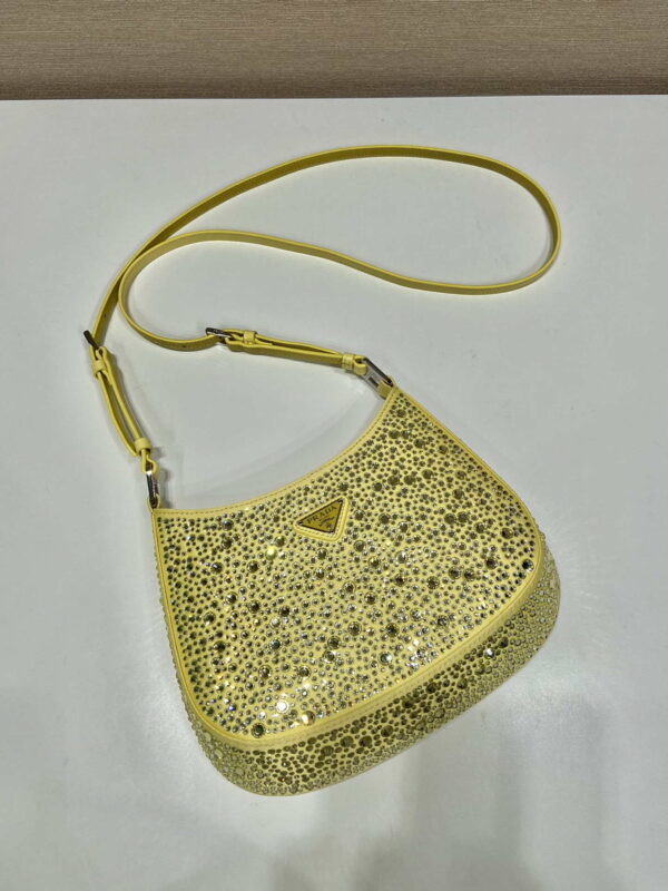 Replica Prada 1BC169 Prada Cleo satin bag with appliqués Yellow 2