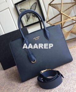 Replica Prada 1BA153 Large Saffiano Leather Handbag In Navy Blue