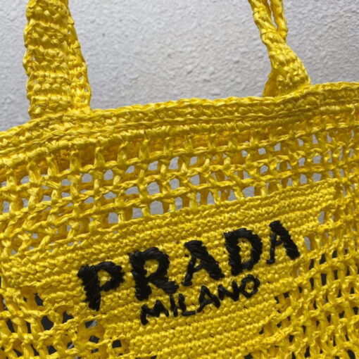 Replica Prada 1BG393 Raffia tote bag Yellow 4