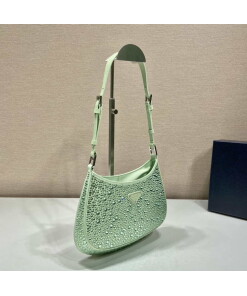 Replica Prada 1BC169 Prada Cleo satin bag with appliqués Green