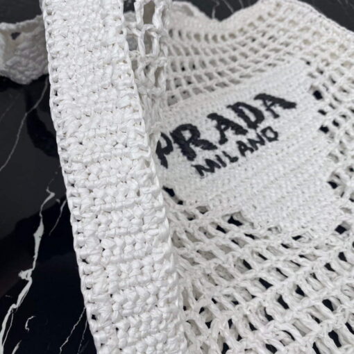 Replica Prada 1BG393 Raffia tote bag White 6