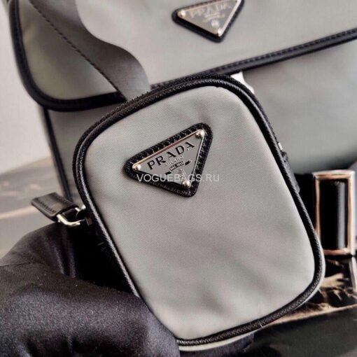 Replica Prada 2VH110 Nylon Cross Body Bag Gray 6