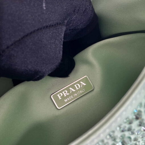 Replica Prada 1BC169 Prada Cleo satin bag with appliqués Green 8