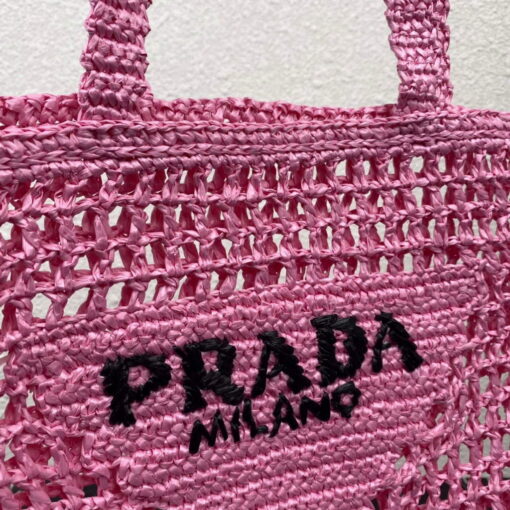 Replica Prada 1BG393 Raffia tote bag Rose red 4