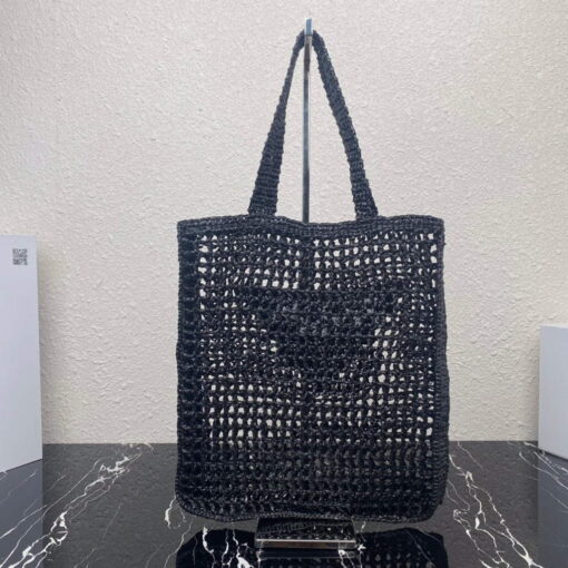 Replica Prada 1BG393 Raffia tote bag Black 2