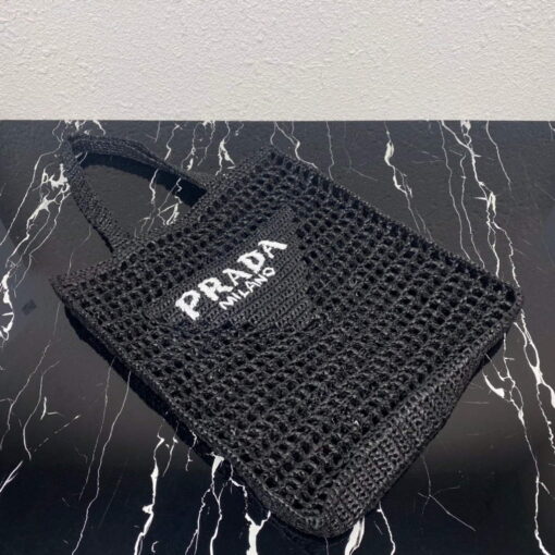 Replica Prada 1BG393 Raffia tote bag Black 3