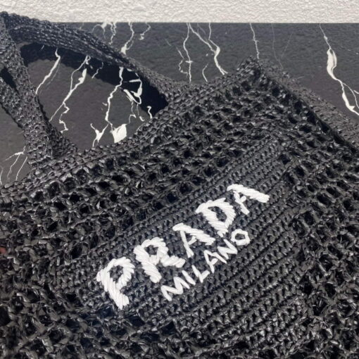 Replica Prada 1BG393 Raffia tote bag Black 4