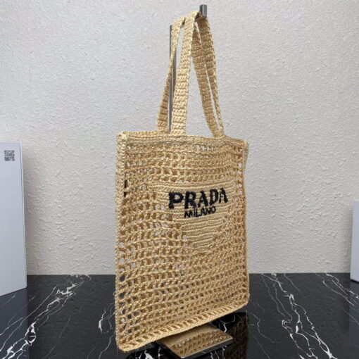 Replica Prada 1BG393 Raffia tote bag Apricot